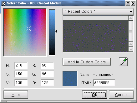 Цвет фона устанавливается в стандартном окне выбора цвета КDЕ