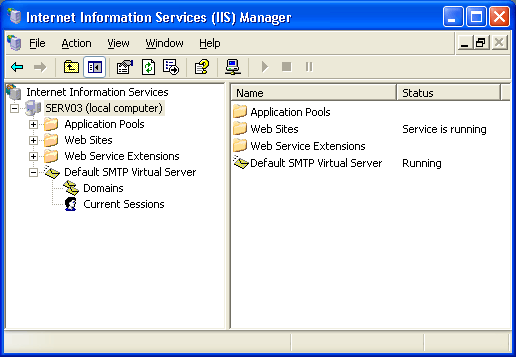 Управление SMTP-сервером с помощью оснастки Internet Information Services (IIS) Manager