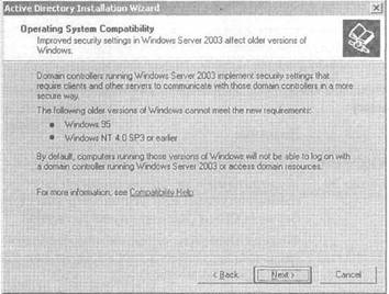 Окно Operating System Compatibility (Совместимость операционных систем)