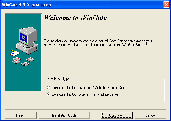 выбор режима установки программы WinGate