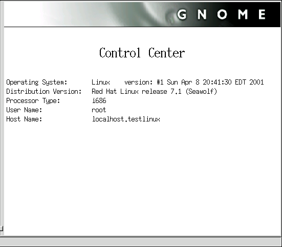 Первоначальный вид окна центра управления GNOME