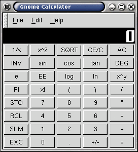 Окно калькулятора GNOME 